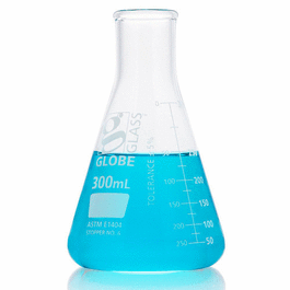 Globe Glass Narrow Mouth Erlenmeyer Flask, Dual Graduation, 25 mL, ASTM E1404