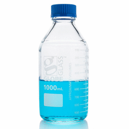 Globe Glass Media Bottle, 10,000 mL, GL45 Screw Cap, Dual Graduations