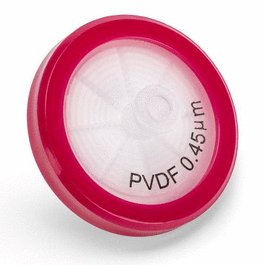Syringe Filter, PVDF Hydrophobic Membrane, 0.45 um Porosity, 30 mm Diameter, PP Housing, Non-sterile, Bulk Packed