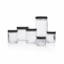 DWK Life Sciences (Kimble) Clear Straight-Sided Jars, Bulk Packed with PTFE-Faced LDPE Foam Lined Caps, 16 oz (500 mL)