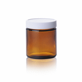 DWK Life Sciences (Wheaton) Straight Sided Jar, White Polypropylene, PTFE Faced Foamed Polyethylene Liner, Amber, 4 oz