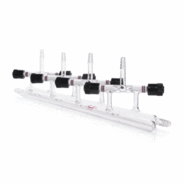 DWK Life Sciences (Kimble) KONTES Double Vacuum and Gas Manifold, With PTFE Valves at 45 Degree Angle, 500 mm