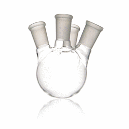 DWK Life Sciences (Kimble) KONTES 500 mL Angled Four Side Neck Round Bottom Flask, 24/40 Center Joint, 24/40 Side Joint