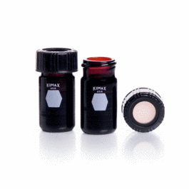 DWK Life Sciences (Kimble) ACCUFORM Ungraduated 0.1 mL Amber Vial With Open Top Cap and PTFE-Faced, Silicone Septa