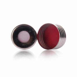 DWK Life Sciences (Kimble) 18 mm Magnetic Screw Thread Headspace Vial Caps, Red PTFE/Gray Butyl Rubber Press Fit