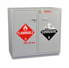 SciMatCo Under-the-Counter, Combination Acid/Flammables Cabinet, Fully Lined, 35 in., Self-Closing Door, Gray