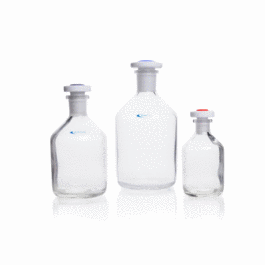 DWK Life Sciences (Kimble) KimCote 250 mL Narrow Mouth Solution Bottle with Grey Color-Coded PTFE Flathead Stopper