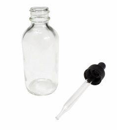 Bottles with Dropper, Boston Round, Flint Glass, 1 oz