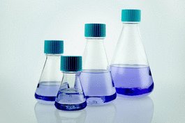 500 mL PETG Erlenmeyer Flask, Flat base, Vent Cap, Sterile,1/pk, 12/cs
