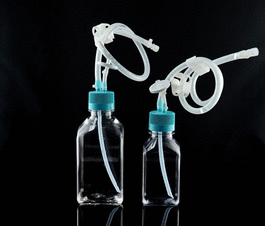 500 mL PETG Media Bottles and Transfer Caps, Pre-installed with Transfer Caps, Sterile, 1/pk, 10/cs
