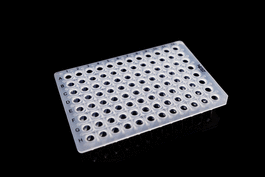 0.1 mL 96 Well PCR Plate, No Skirt, Clear, H12 Notch, 25/pk, 100/cs