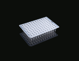 0.2 mL 96 Well PCR Plate, No Skirt, Clear, H1 Notch, 25/pk, 100/cs
