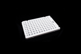 0.1 mL 96 Well PCR Plate, Semi Skirt, White, A1 Notch, 25/pk, 100/cs