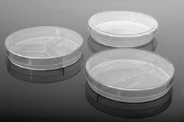 100 x 15 mm Petri Dish, X-Plate (4-section), Stackable, Sterile, 20/pk, 500/cs