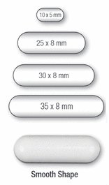 Magnetic Stir Bar, PTFE, Smooth, 30 x 8 mm, White, pk/10