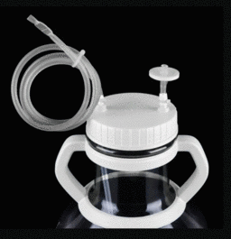 3L Wide-mouth High Efficiency Erlenmeyer Flask Inverted Transfer Cap with TPE Tube (50cm 1/4 ID 7/16 OD), Vent Filter (0.22 m 42mm), without Flask , Sterile, 1/pk, 4/cs