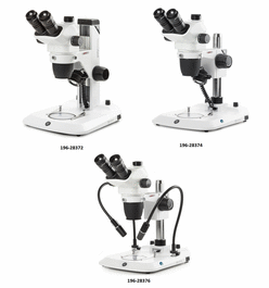 Tricnocular Stereo Zoom Microscope NexiusZoom EVO, 0.65 to 5.5x Zoom Objective, with Pillar, Two LED Lights, and Camera