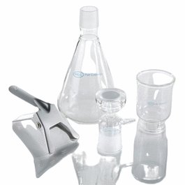 47mm Filter Funnels, Glass - Glass Filter Funnel with sidearm support assembly and flask (1L Funnel with 4L flask)