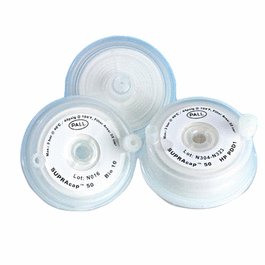 Supracap(TM) 50 depth filter capsule with activated carbon type AKS7 (typical target contaminant molecular weight 400-1500 Da) and luer-lock connections