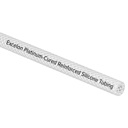 Excelon Braid-Reinforced Silicone Tubing, Clear, 70A, 0.875 in. ID x 1.235 in. OD; 25 Ft