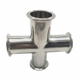 Cole-Parmer Fitting, 316L Stainless Steel, Cross, Sanitary Clamp Union, 2