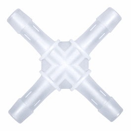 Cole-Parmer Hose Barb Fitting, Cross Union, Animal-Derivative-Free Polypropylene, Cleanroom Packed, 1/8 in. ID