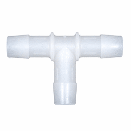 Cole-Parmer Hose Barb Fitting, Tee Union, Natural Kynar(R), Cleanroom Packed, 3/8 in. ID