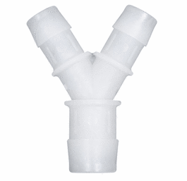 Cole-Parmer Hose Barb Fitting, Y Reducer, Natural Kynar(R), Cleanroom Packed, 1/4 in. ID x 3/8 in. ID