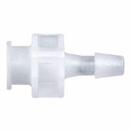 Cole-Parmer Luer to Hose Barb Fitting, Straight Adapter, Natural Kynar(R), Cleanroom Packed, Large Bore Female Luer x 1/4 in. ID