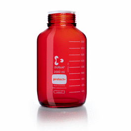 DWK Life Sciences (Kimble) DURAN(R) Laboratory glass bottle GLS 80, Amber, protect+ plastic coated (PA12), with protective cap, 2000 ml