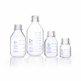 DWK Life Sciences (Kimble) DURAN(R) Laboratory glass bottle GL 45, clear, pressure plus+ pressure resistant, protect+ plastic coated (PA12), with protective cap, 100 ml