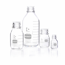 DWK Life Sciences (Kimble) DURAN(R) Laboratory glass bottle GL 45, clear, protect+ plastic coated (PA12), with protective cap, 2000 ml
