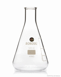 Borosil Flasks, Erlenmeyer, Narrow Mouth, Beaded Rim, 1,000mL
