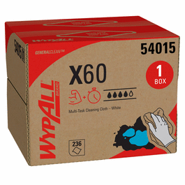 WYPALLl X60 Wipes in BRAG Box, 12.5 x 16.8 in., White, 236 sheets per box