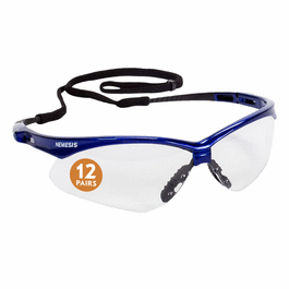 JACKSON SAFETY 47384 V30 Nemesis Safety Glasses, Clear Anti-Fog Lenses with Metallic Blue Frame
