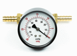 In Line Vacuum Gauge with two 3/8 Hose Barbs