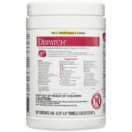 Dispatch(R) Hospital Cleaner Disinfectant Towels with Bleach, 6.75 x 8, 150/can