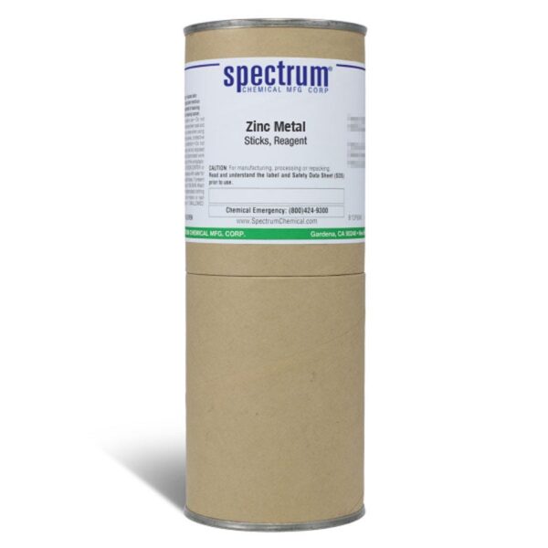 Zinc Metal, 5 in. x 0.25 in. x 0.25 in., Sticks, Reagent