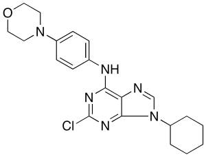 2-Chloro-9-cyclohexyl-N-[4-(4-morpholinyl)phenyl]-9H-purin-6-amine