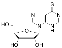 6-Mercaptopurine-9-beta-D-ribofuranoside (~90%)