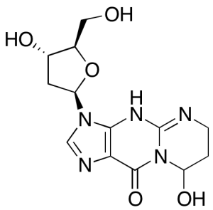 3-(2-Deoxy-b-D-erythro-pentofuranosyl)-4,6,7,8-tetrahydro-8-hydroxypyrimido[1,2-a]purin-10(3H)-one (~90%)