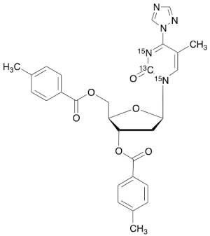(2R,3S,5R)-5-(5-Methyl-2-oxo-4-(1H-1,2,4-triazol-1-yl)pyrimidin-1(2H)-yl)-2-(((4-methylbenzoyl)oxy)methyl)tetrahydrofuran-3-yl 4-methylbenzoate-13CH27,15N2