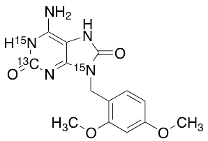 6-Amino-9-(2,4-dimethoxybenzyl)-1H-purine-2,8(7H,9H)-dione-13C,15N2