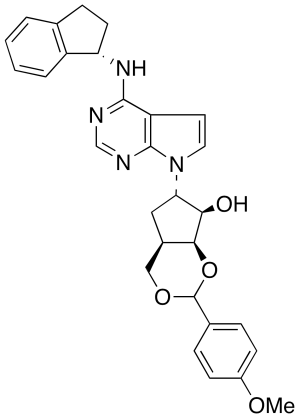 (4aS,6R,7S,7aR)-6-[4-[[(1S)-2,3-Dihydro-1H-inden-1-yl]amino]-7H-pyrrolo[2,3-d]pyrimidin-7-yl]hexahydro-2-(4-methoxyphenyl)-cyclopenta-1,3-dioxin-7-ol