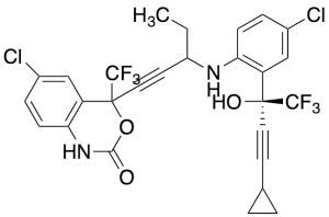(4S)-6-Chloro-4-(3-((4-chloro-2-((S)-4-cyclopropyl-1,1,1-trifluoro-2-hydroxybut-3-yn-2-yl)phenyl)amino)pent-1-yn-1-yl)-4-(trifluoromethyl)-1H-benzo[d][1,3]oxazin-2(4H)-one (Mixture of Diastereomers)