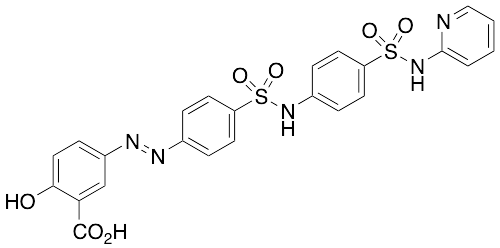 (E)-2-Hydroxy-5-((4-(N-(4-(N-(pyridin-2-yl)sulfamoyl)phenyl)sulfamoyl)phenyl)diazenyl)benzoic Acid