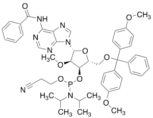 (2R,3R,4R,5R)-5-(6-Benzamido-9H-purin-9-yl)-2-((bis(4-methoxyphenyl)(phenyl)methoxy)methyl)-4-methoxytetrahydrofuran-3-yl (2-Cyanoethyl) Diisopropylphosphoramidite