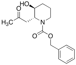 trans-N-Benzyloxycarbonyl 3-Hydroxy-2-(2-oxopropyl)piperidine