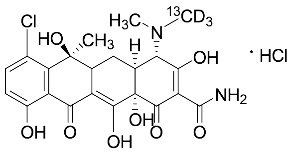 Chlortetracycline-13C-d3 Hydrochloride (Technical Grade, may contain up to 1.5% d0)