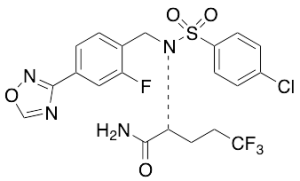 (R)-2-[[4-chlorophenyl)sulfonyl][[2-fluoro-4-(1,2,4-oxadiazol-3-yl)phenyl]methyl]amino]-5,5,5-trifluoropentanamide